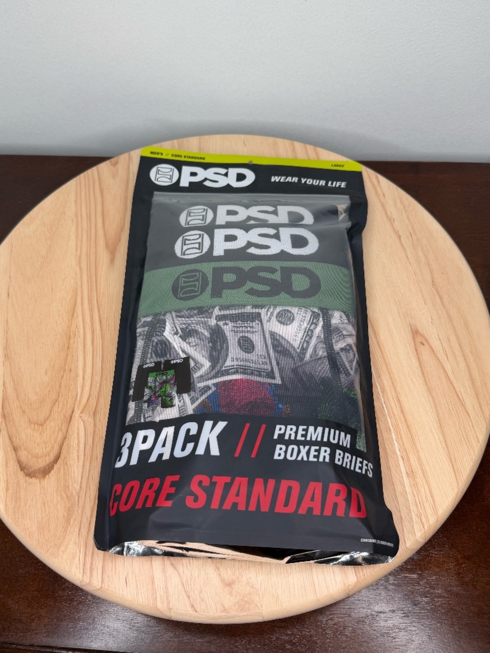 PSD 3 Pack Premium Boxer Briefs Core Standard Money Mosh Size Large NEW